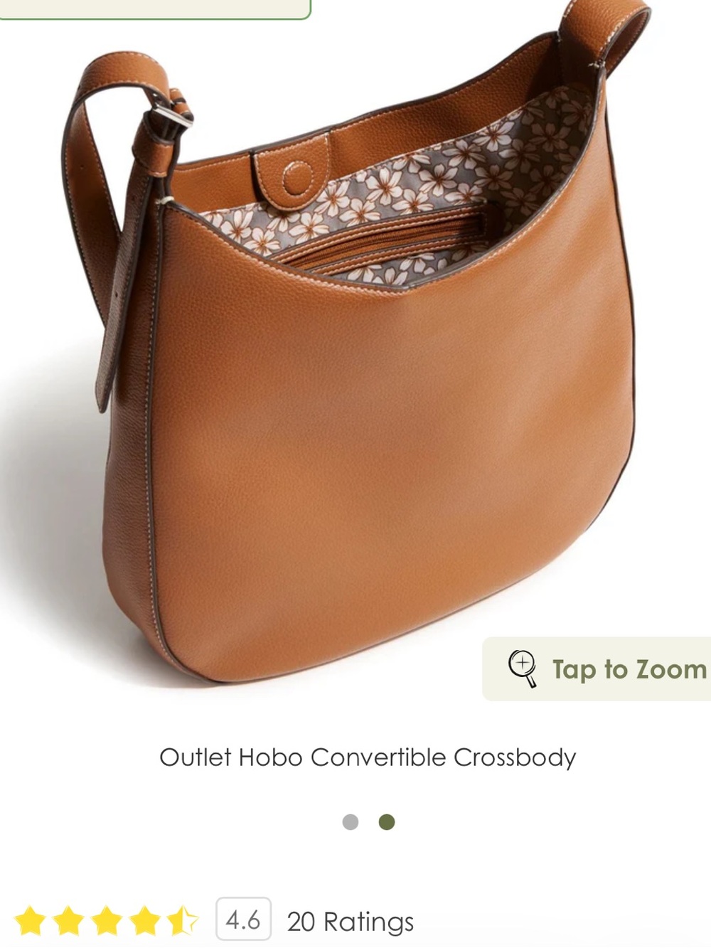 NWT Outlet Hobo Convertible Crossbody
in Faux Leather